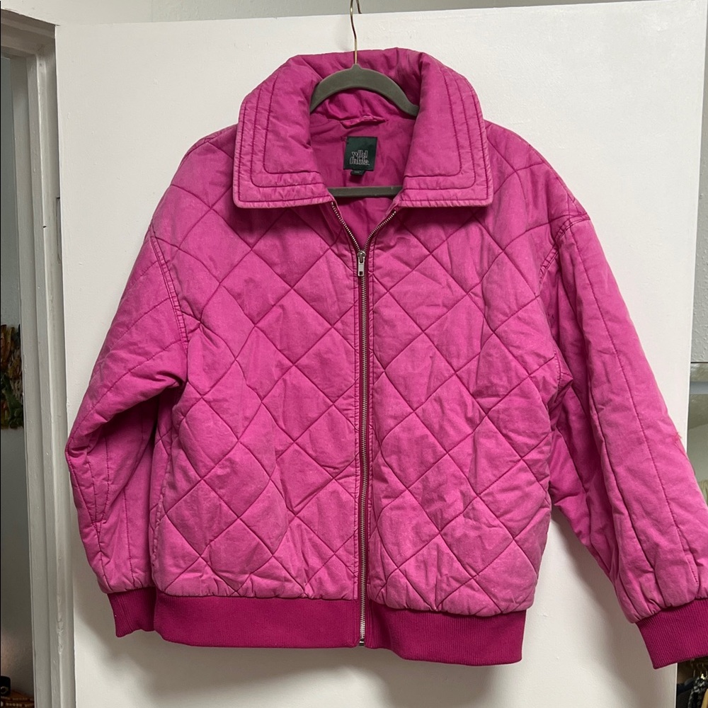Wild Fable Vibrant Pink Quilted Cotton Jacket Coat Outerwear Medium